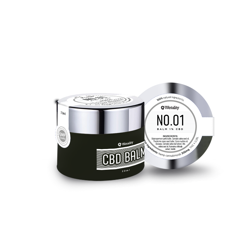 NO.01 – 1% CBD Balm - 1% CBD, with natural ingredients like shea butter, cannabis oil, and beeswax for skin nourishment and protection.