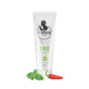 DR. Kent CBD Glucosamine Cream - 100 ml tube with 1100 mg CBD, glucosamine, and natural ingredients for joint and back relief.